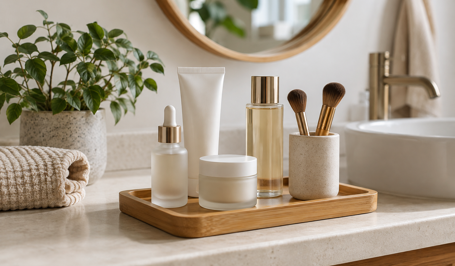 Titelbild zu „Capsule Beauty: Weniger Produkte, mehr Wirkung im Badezimmer“